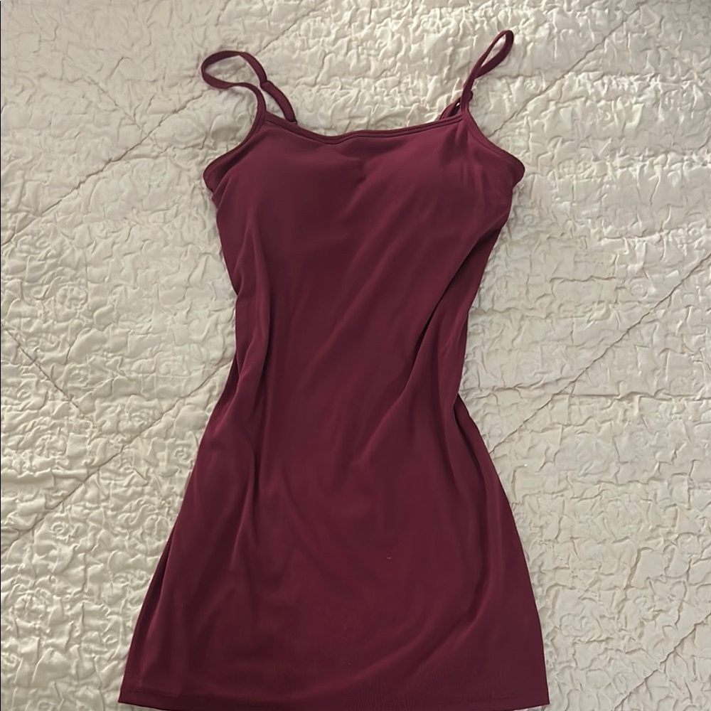 Burgundy Spaghetti Strap Dress